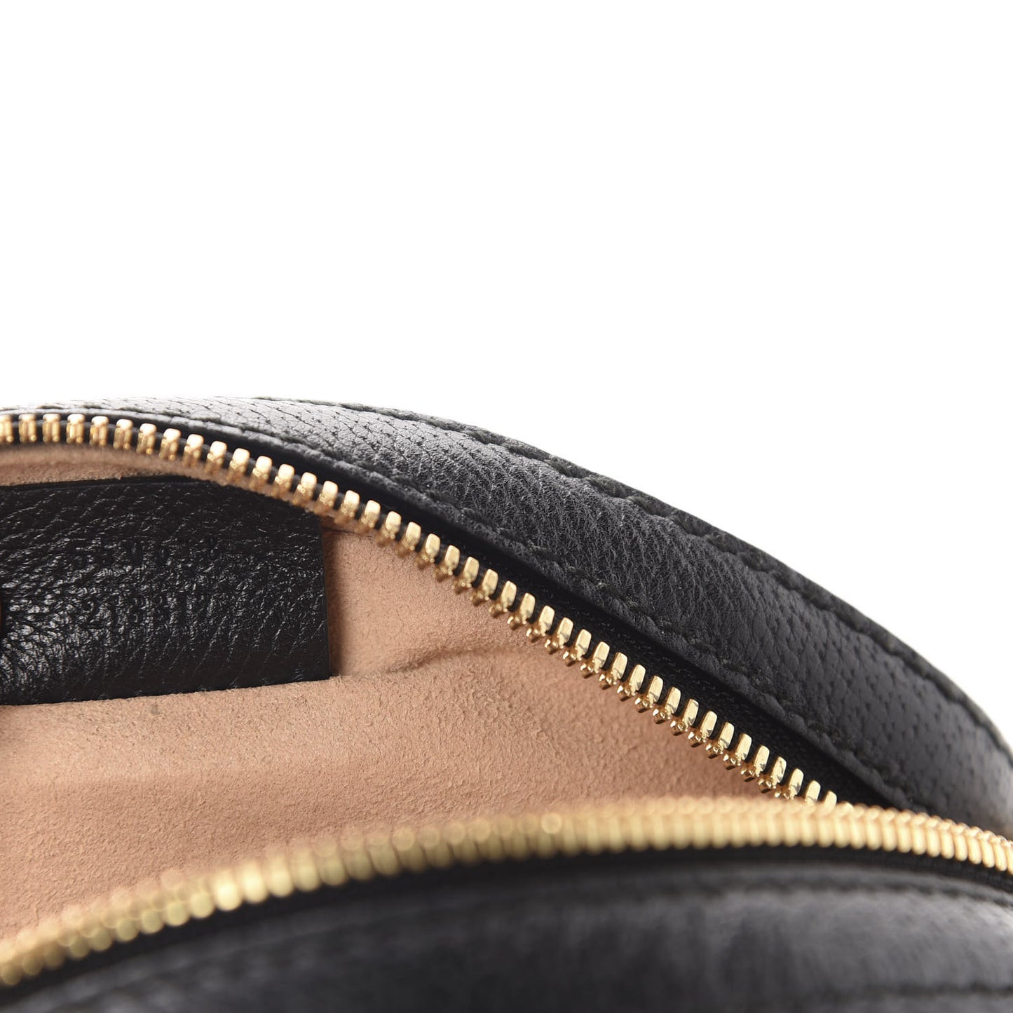 Grained Calfskin Web Mini Ophidia Round Shoulder Bag Black