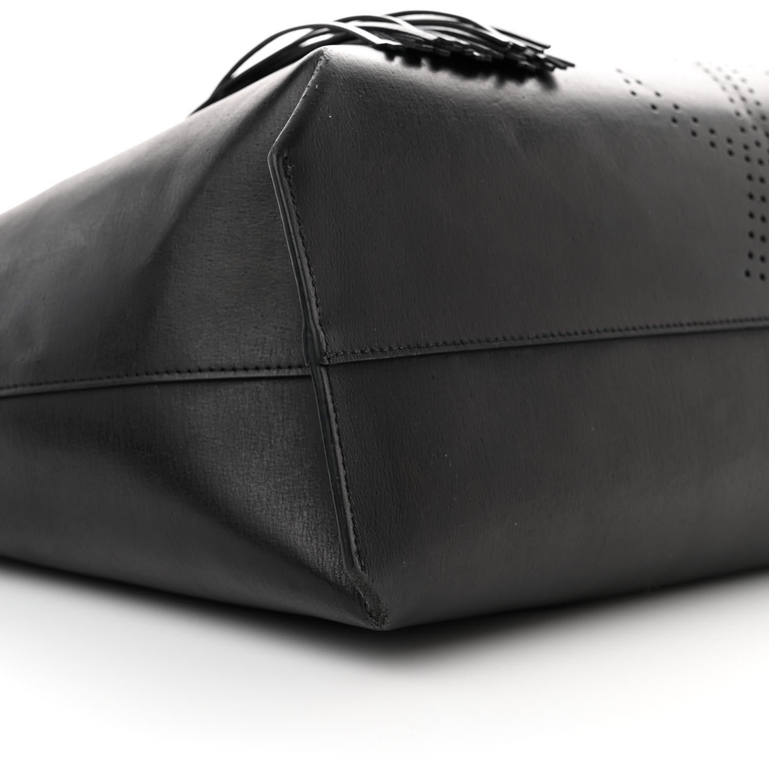 Saint Laurent Vintage Calfskin Perforated East West Shopping Tote Black 9 of 21