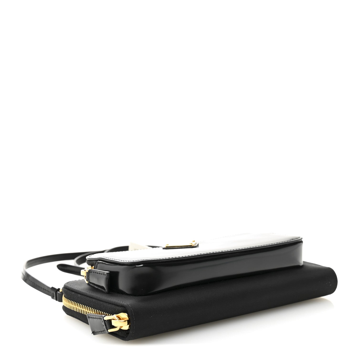 Prada Re-Nylon Tessuto Brushed Calfskin Crossbody Wallet Black 7 of 19