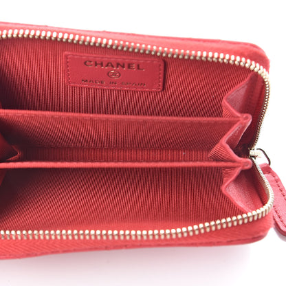 Chanel Lambskin Quilted Zip Around Coin Purse Wallet Light Red 5 of 7