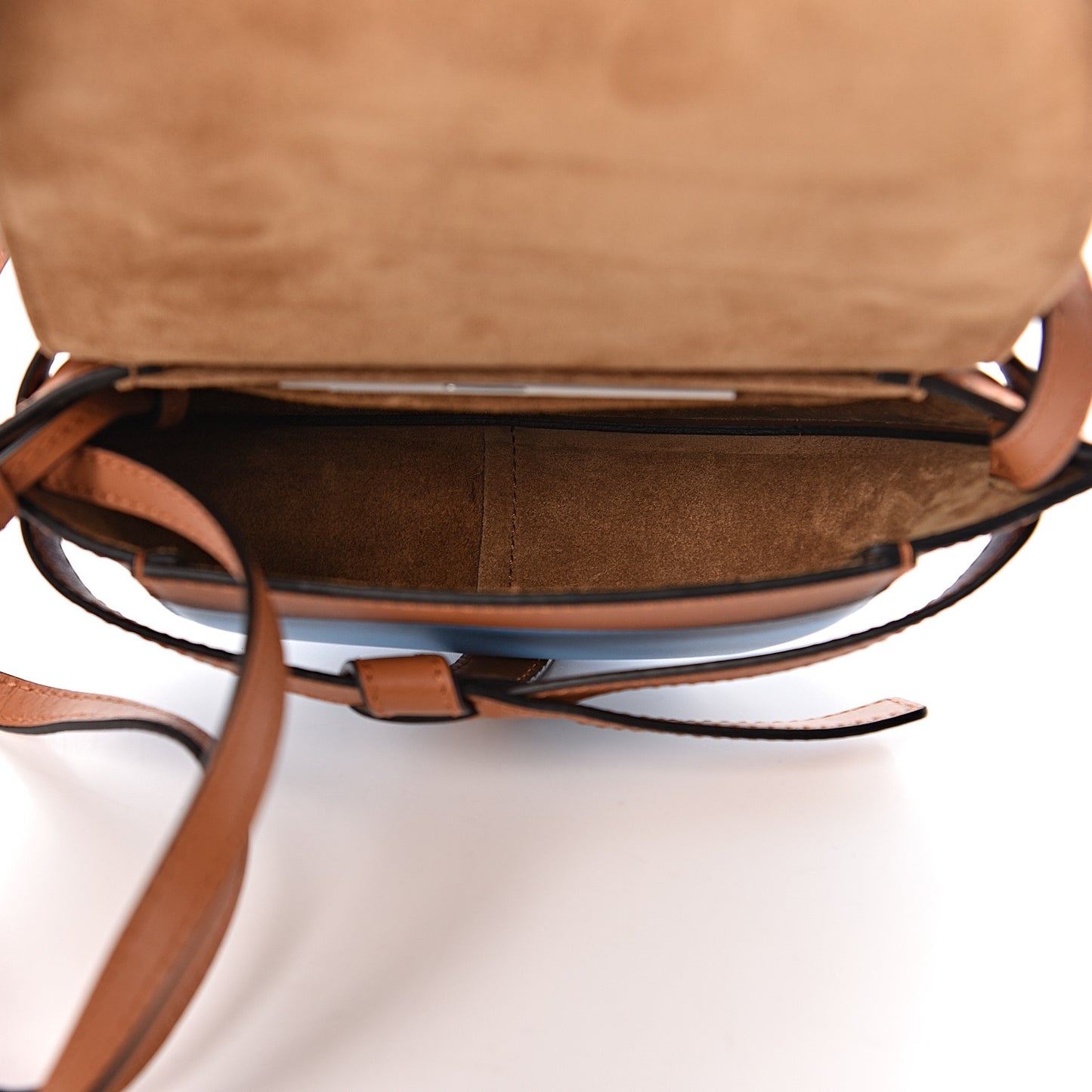 Grained Calfskin Mini Gate Crossbody Bag Tan Sky Blue