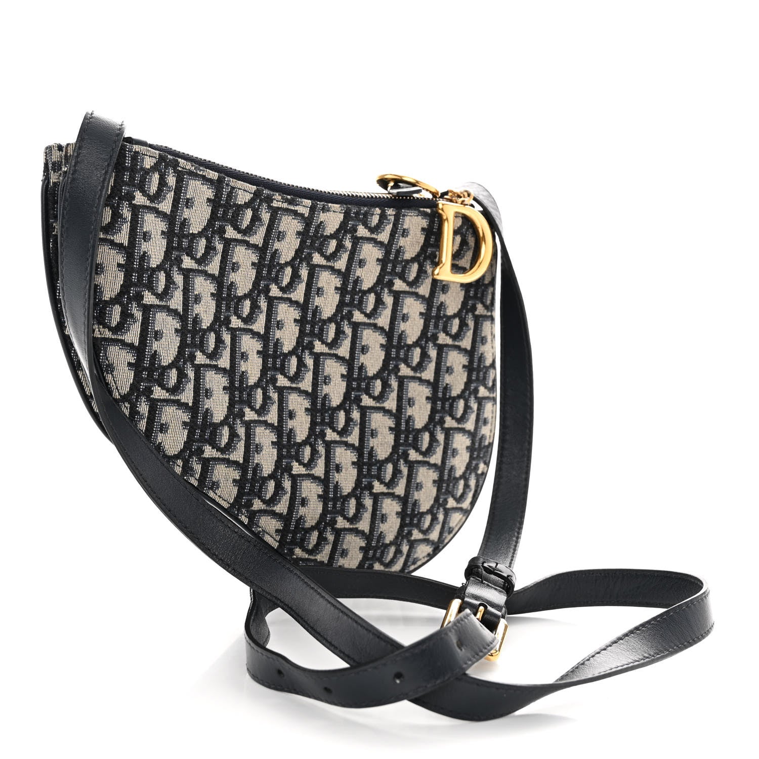 Christian Dior Oblique Saddle Pouch With Strap Navy Blue 4 of 14