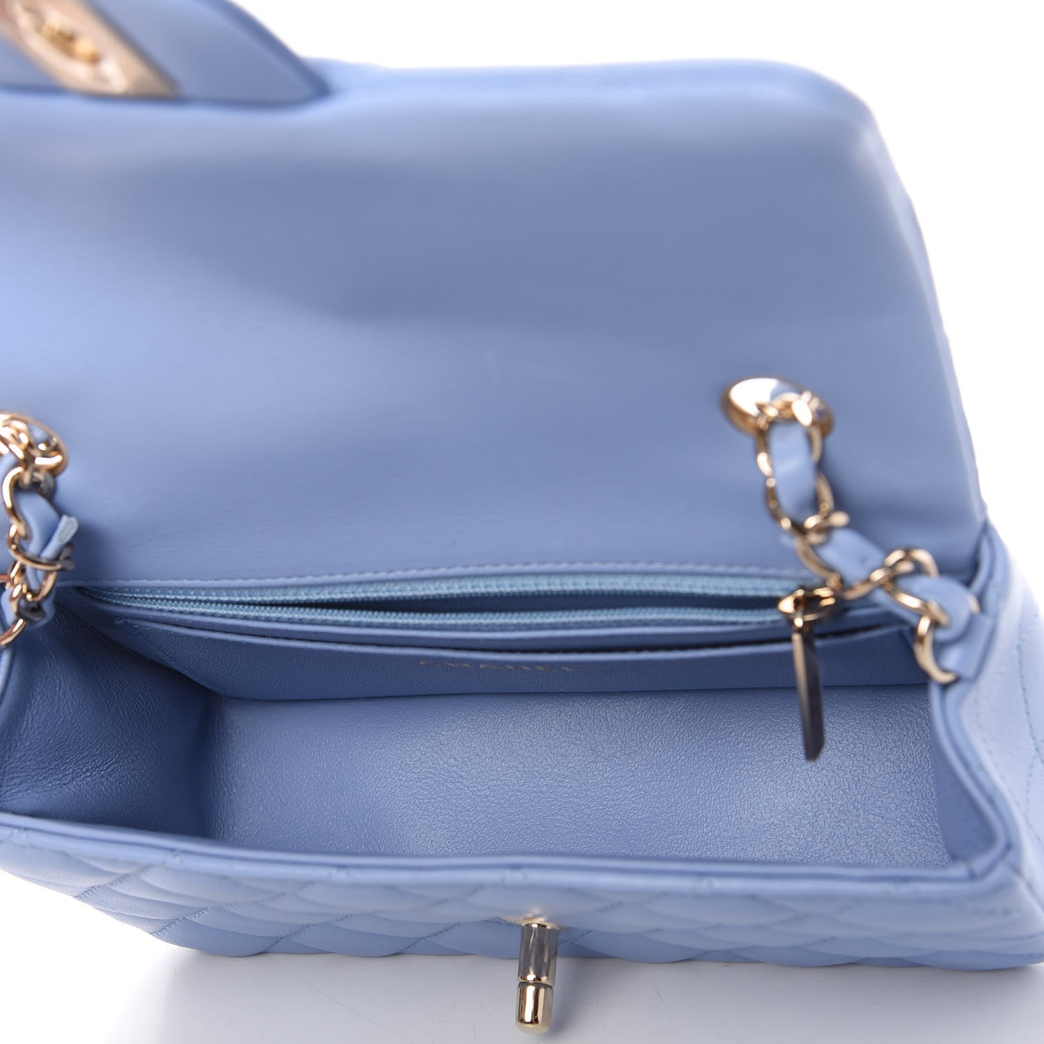 Chanel Lambskin Quilted Mini Rectangular Flap Light Blue 5 of 12