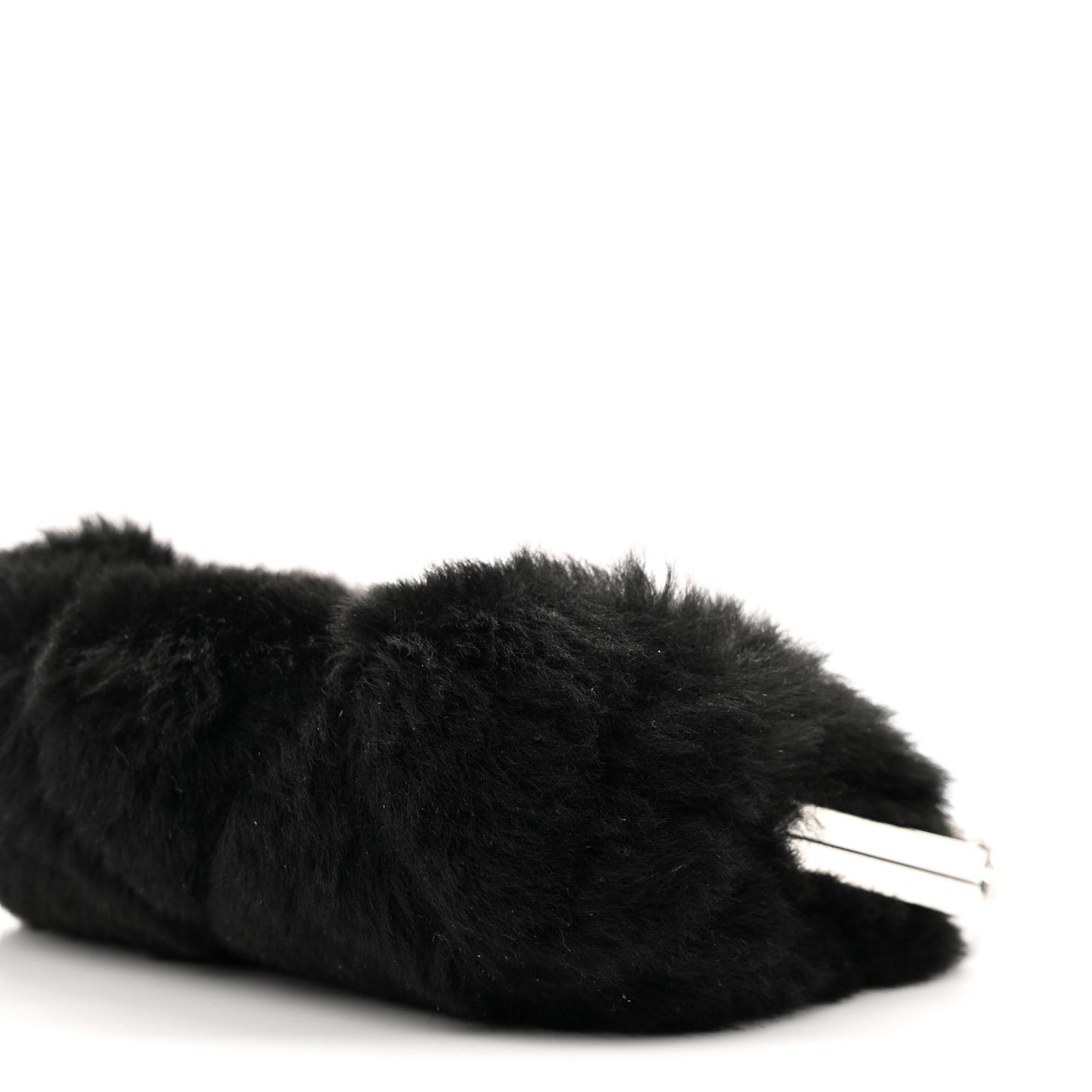 Shearling Sheepskin Lambskin Quilted Clutch With Chain Black
