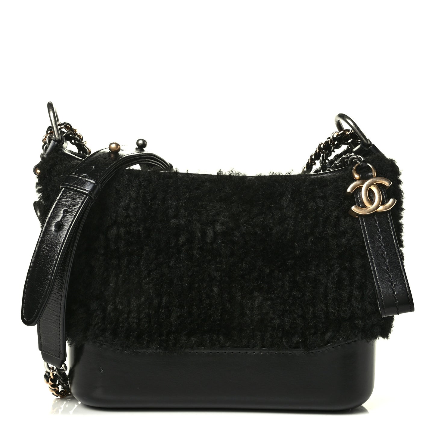 Shearling Small Gabrielle Hobo Black