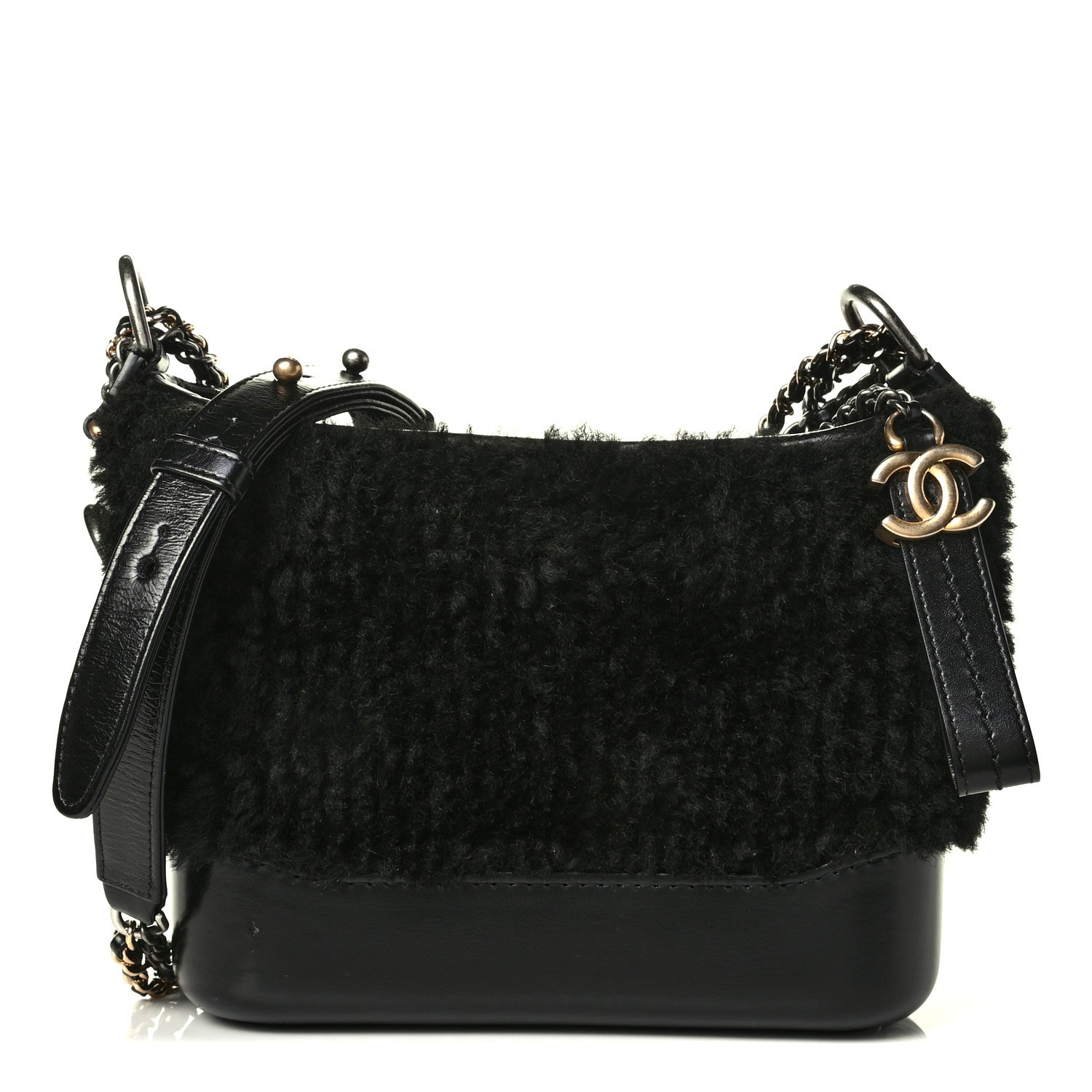 Chanel Shearling Small Gabrielle Hobo Black 1 of 7