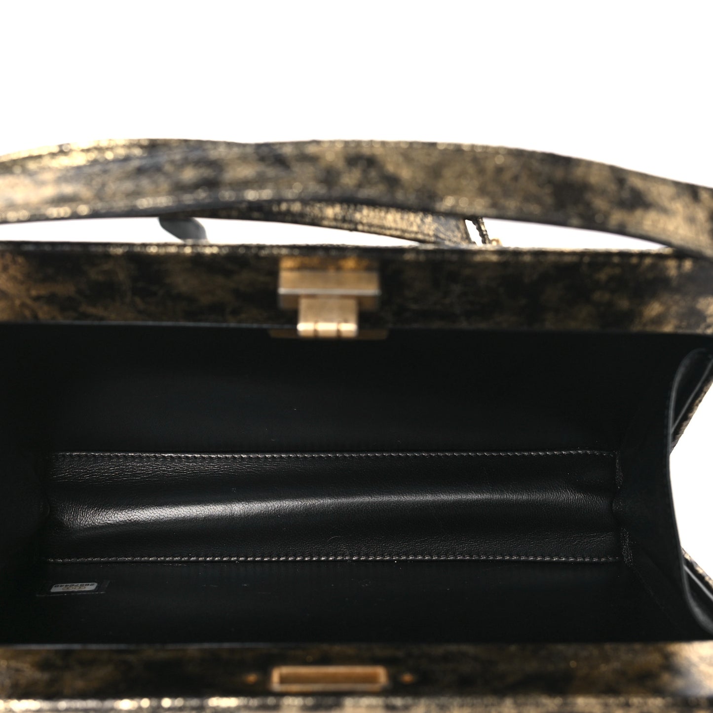 Metallic Crumpled Goatskin Chevron Quilted Reissue Clutch Bag Black Gold