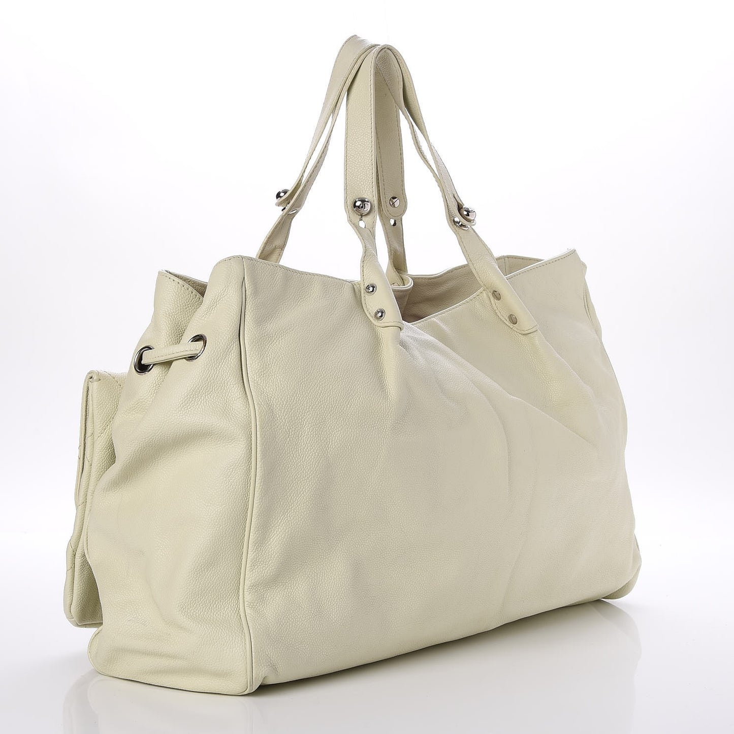 Caviar Stitched Pocket In The City Tote Ivory