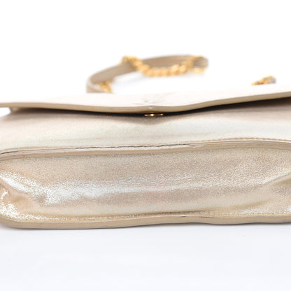 Saint Laurent Metallic Fabric Monogram Envelope Chain Wallet Champagne 8 of 17