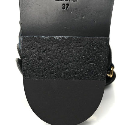 Chanel Denim Velcro Dad Sandals 37 Dark Grey Blue Black 8 of 12