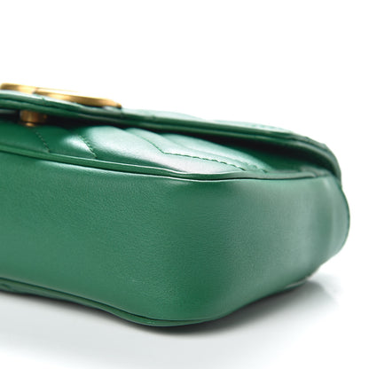 Gucci Calfskin Matelasse Super Mini GG Marmont Shoulder Bag Emerald Green 7 of 13
