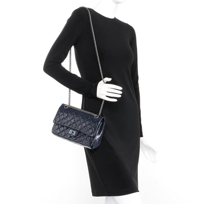 Chanel Glazed Calfskin Quilted 2.55 Reissue 225 Flap Dark Navy Blue 2 of 7