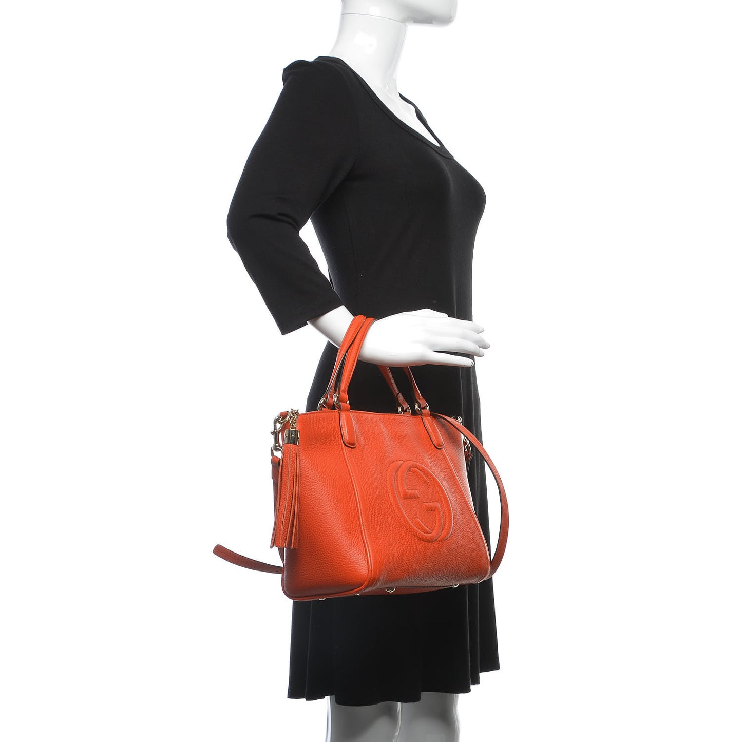 Pebbled Calfskin Small Soho Top Handle Bag Sun Orange
