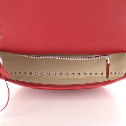 Valentino Garavani Vitello Colorblock Large Free Rockstud Halfmoon Saddle Bag Rosso Valentino White 5 of 13