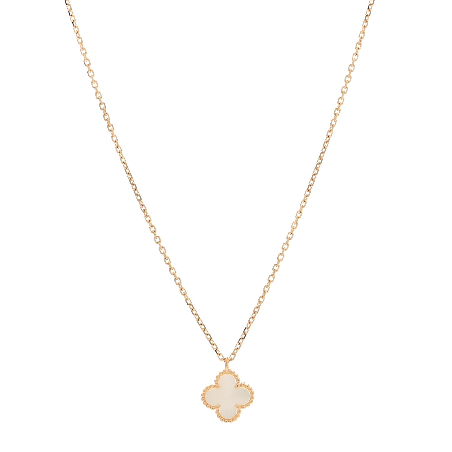 18K Yellow Gold Mother of Pearl Sweet Alhambra Pendant Necklace