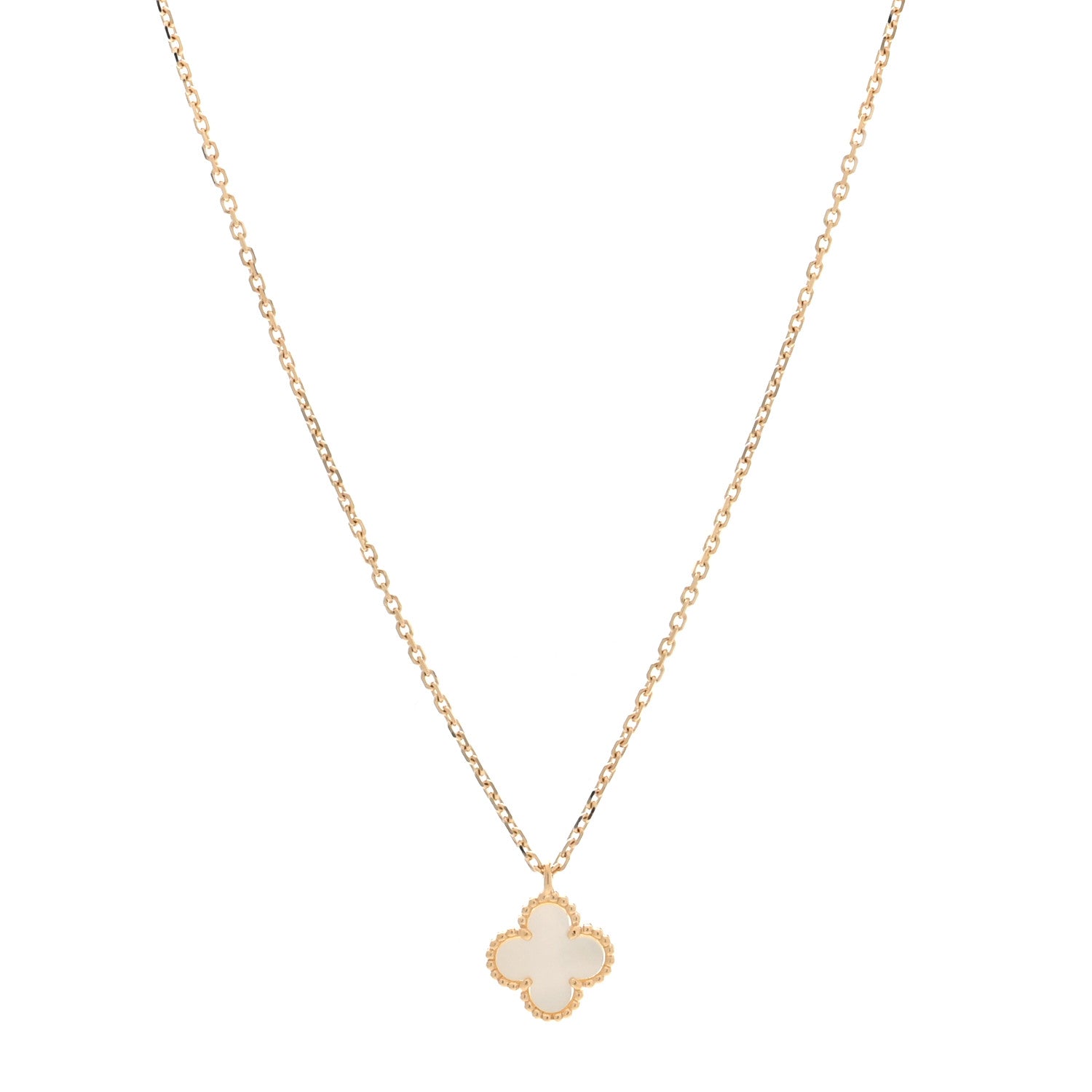Van Cleef & Arpels 18K Yellow Gold Mother of Pearl Sweet Alhambra Pendant Necklace 1 of 4