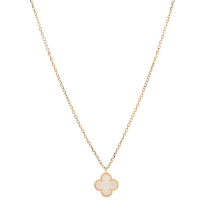 Van Cleef & Arpels 18K Yellow Gold Mother of Pearl Sweet Alhambra Pendant Necklace 1 of 4