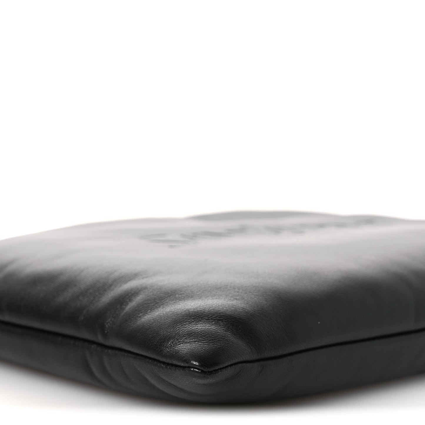 Lambskin Large Puffy Pouch Black
