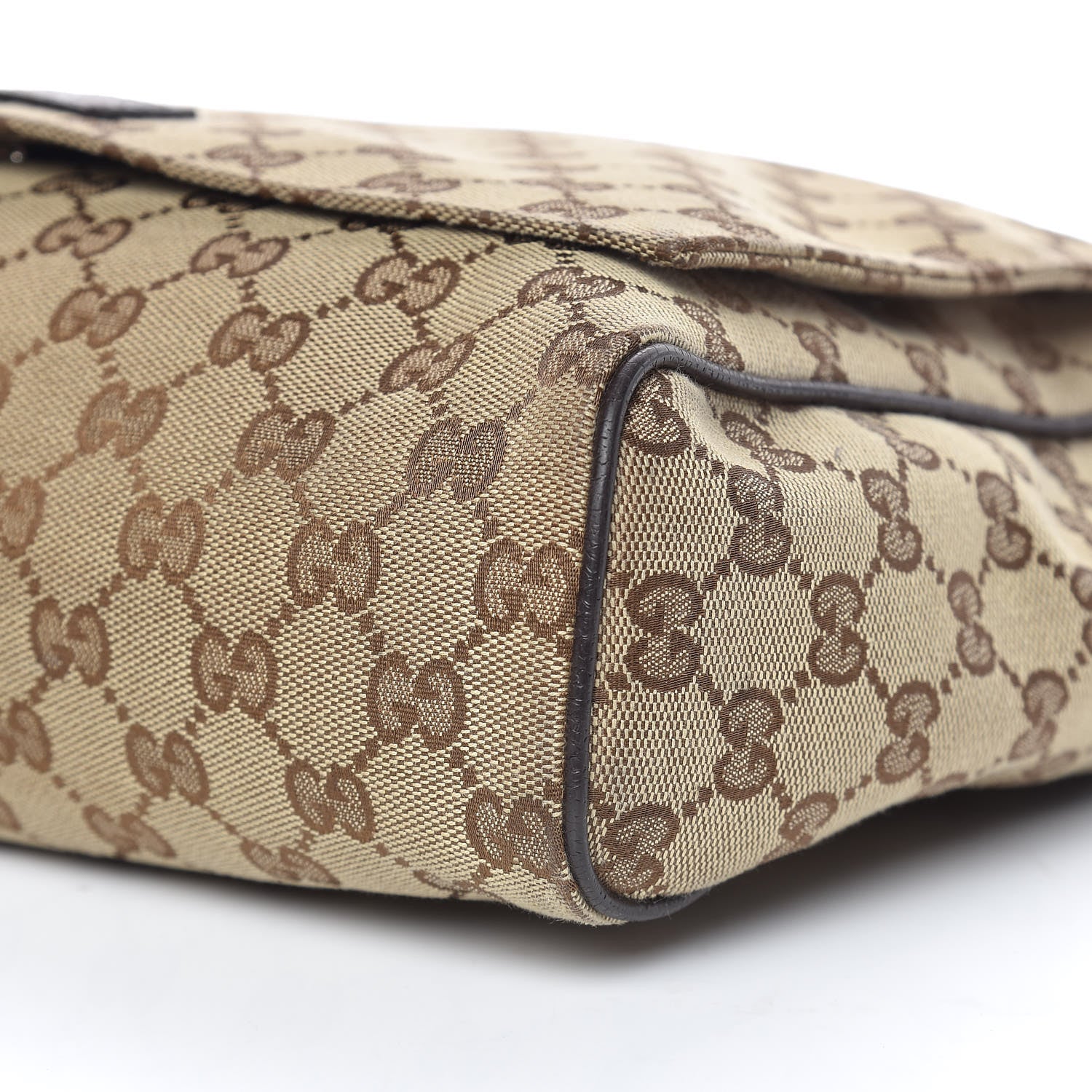 Gucci Monogram Small Flap Messenger Bag Beige Dark Brown 6 of 12
