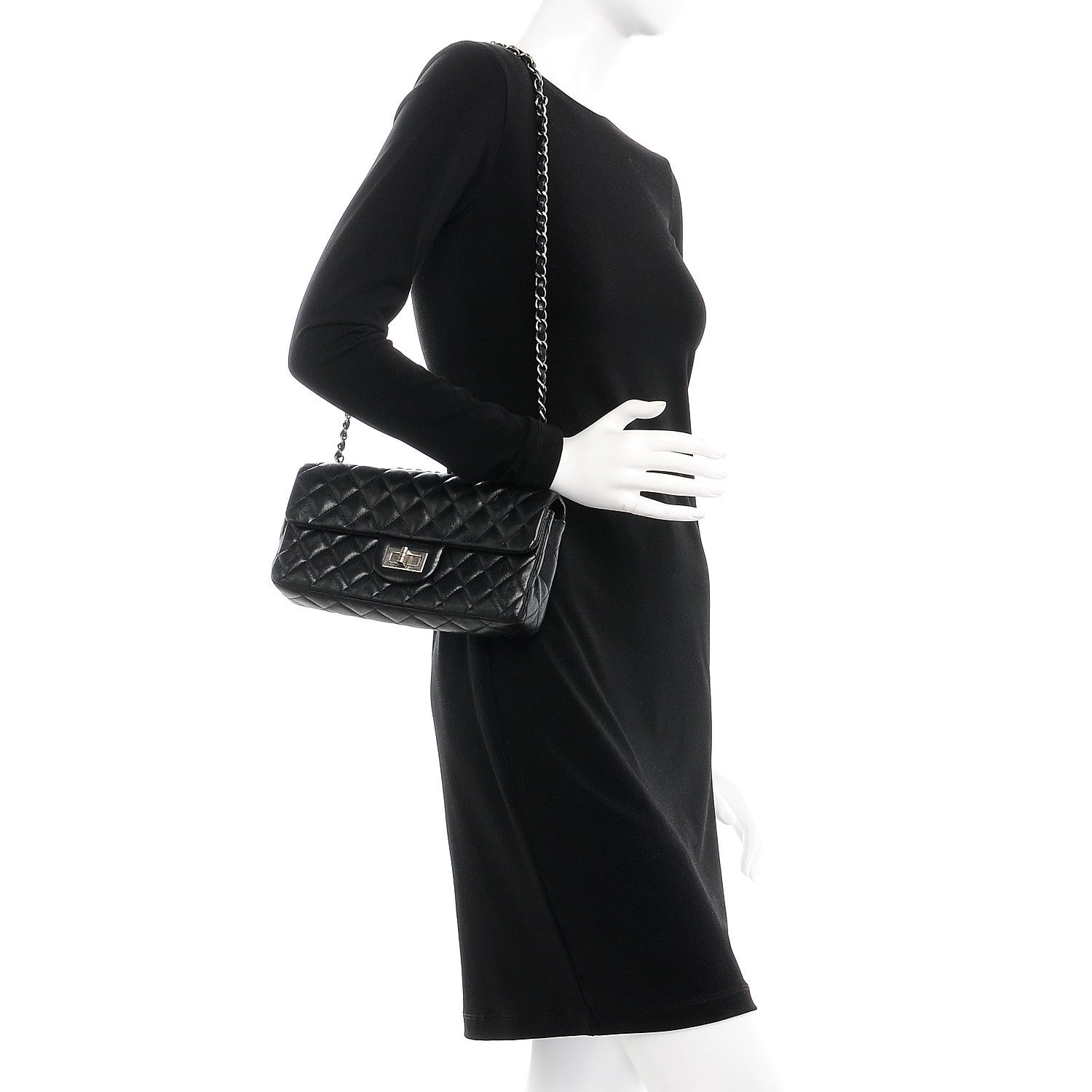 Chanel Calfskin Quilted Hybrid Reissue East West Flap Black 2 of 9