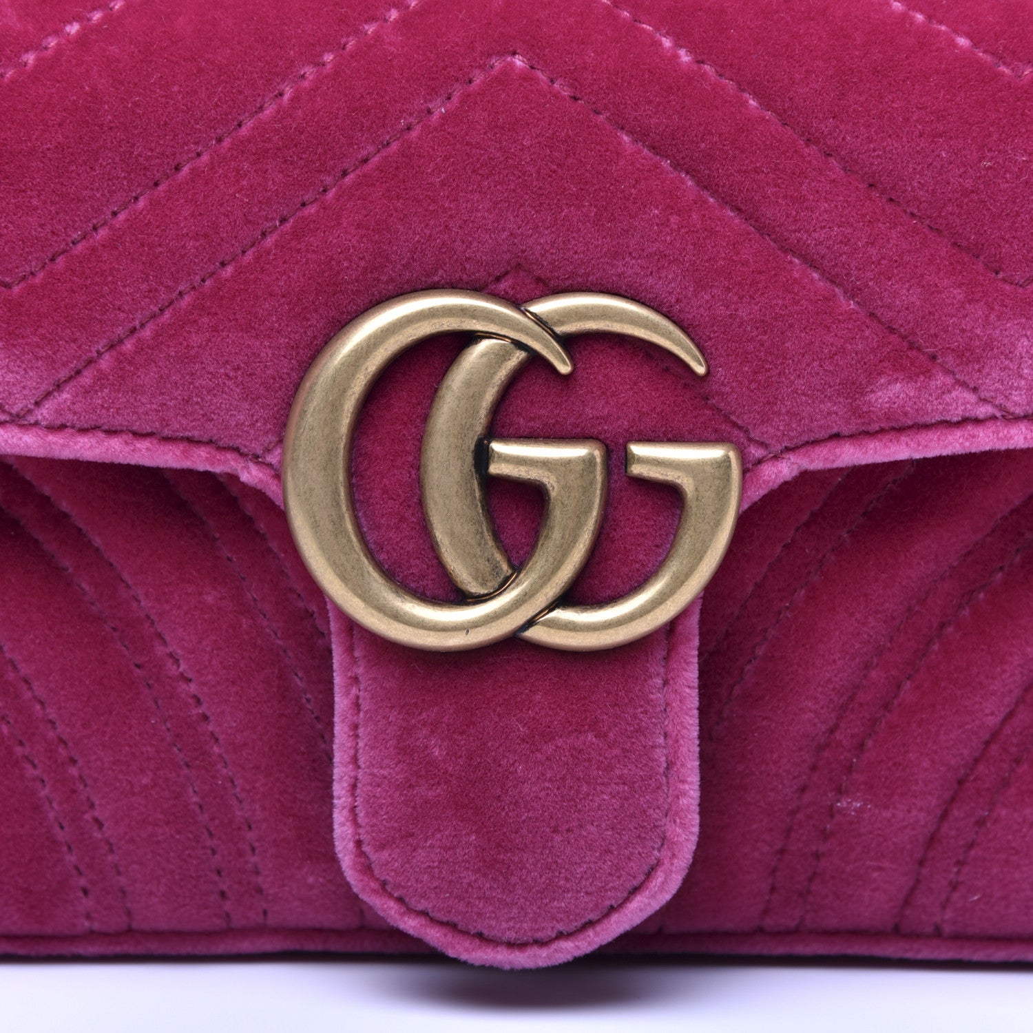 Gucci Velvet Matelasse Mini GG Marmont Shoulder Bag Fuchsia Violet Cyclamen 12 of 13