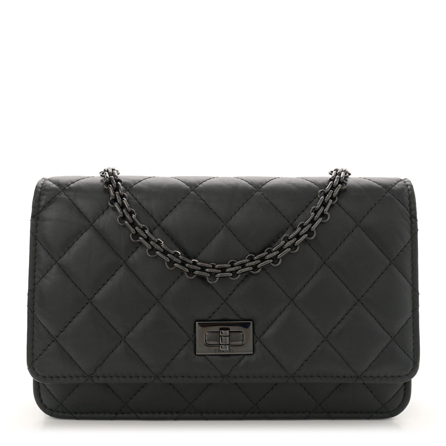 Chanel Aged Calfskin Quilted Reissue Wallet On Chain WOC So Black 1 of 11