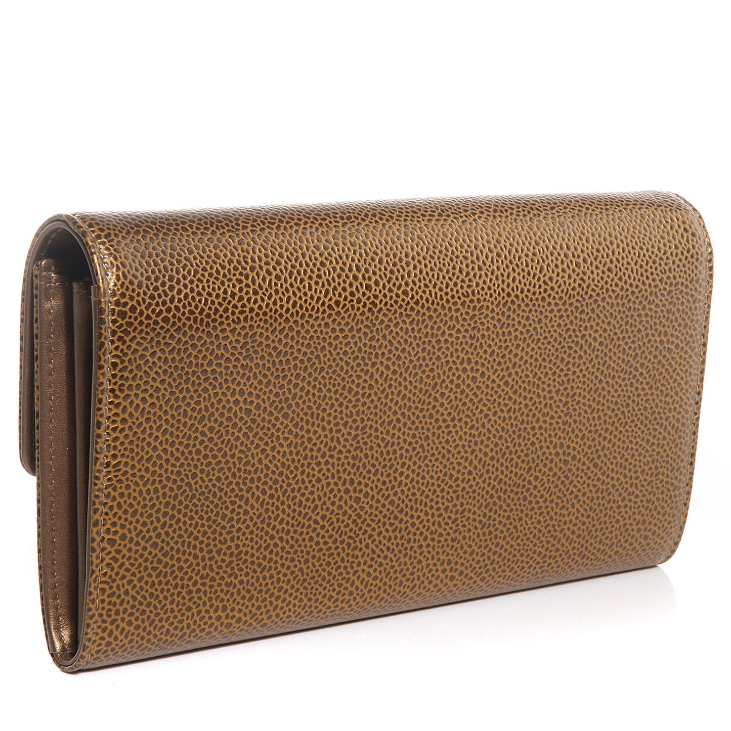 Caviar Large Gusset Flap Wallet Dark Gold