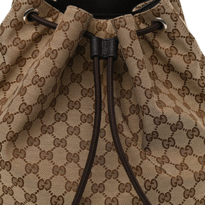 Gucci Monogram Dollar Calfskin O Drawstring Backpack Beige Ebony Testa di Moro Dark Chocolate 8 of 12