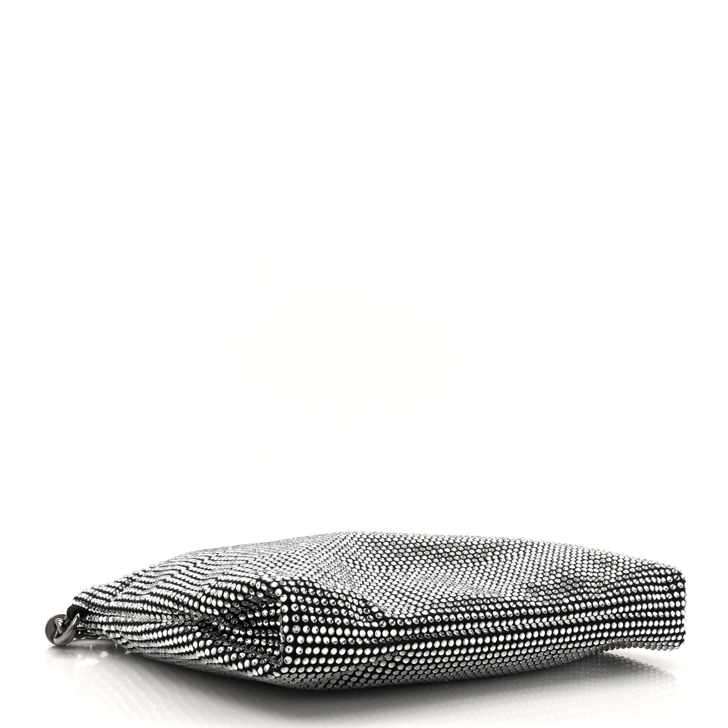 Suede Crystal Chain Top Handle Bag Silver Black