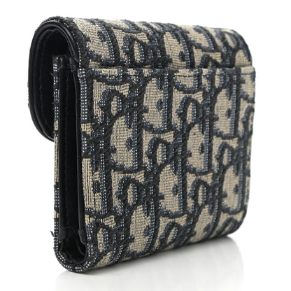 Christian Dior Oblique Saddle Lotus Wallet Blue 3 of 9