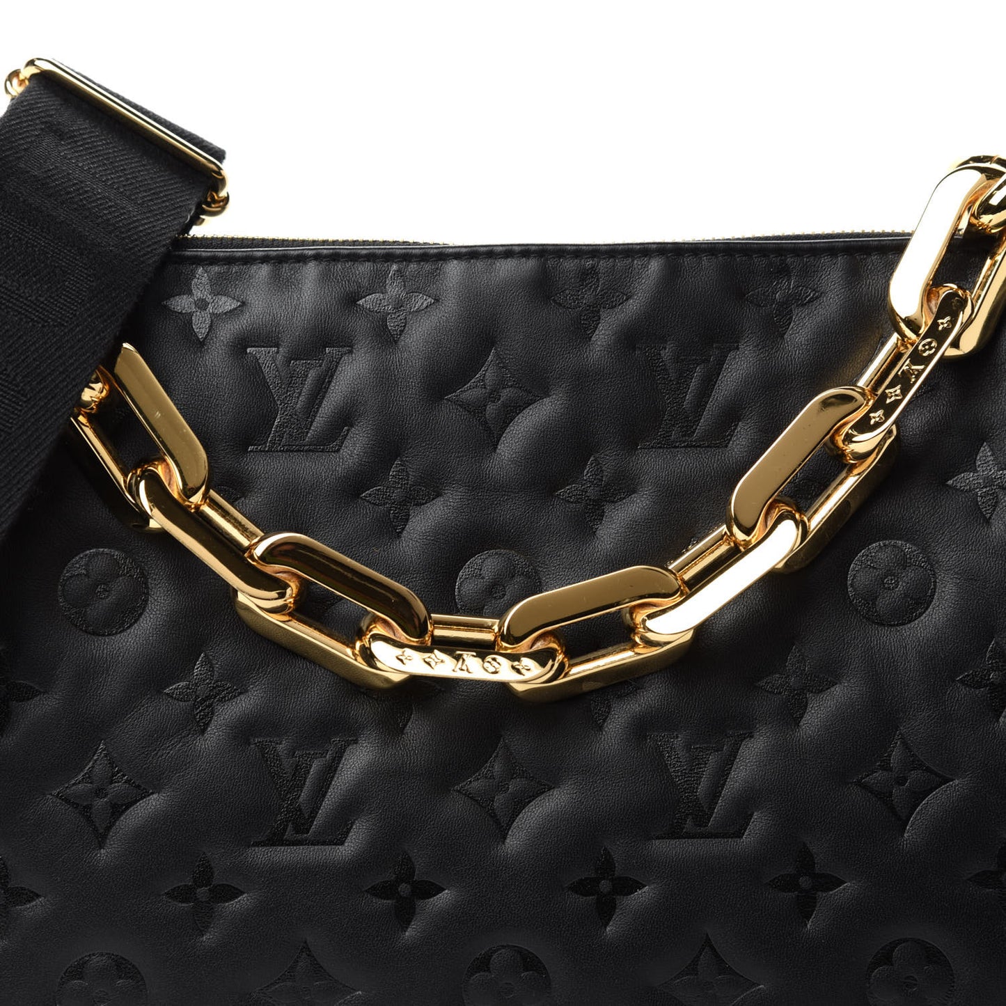 Lambskin Embossed Monogram Coussin MM Black