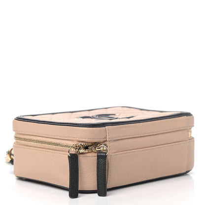 Chanel Caviar Quilted Medium CC Filigree Vanity Case Beige Black 3 of 9