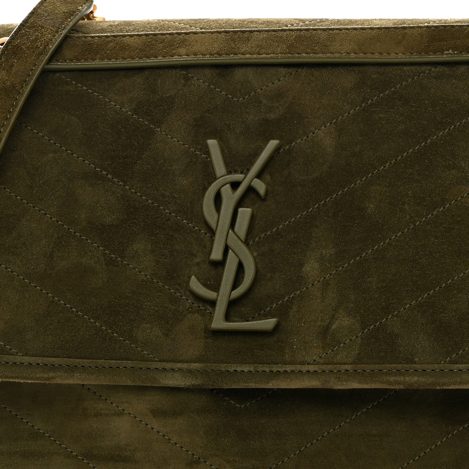 Saint Laurent Suede Monogram Medium Niki Chain Satchel Loden Green 8 of 10
