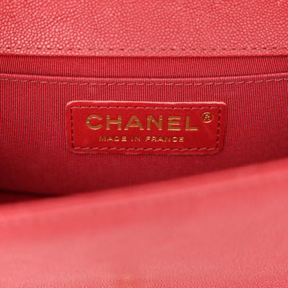 Chanel Caviar Chevron Quilted Small Boy Flap Red 6 of 13
