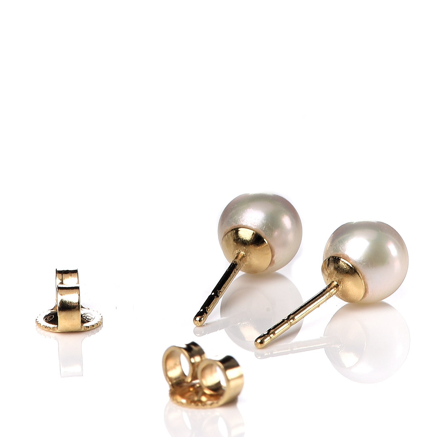 18K Yellow Gold Akoya Pearl 6-6.5mm Stud Earrings