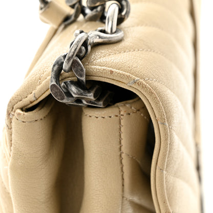 Saint Laurent Sheepskin Matelasse Chevron Monogram Large College Satchel Beige 17 of 18