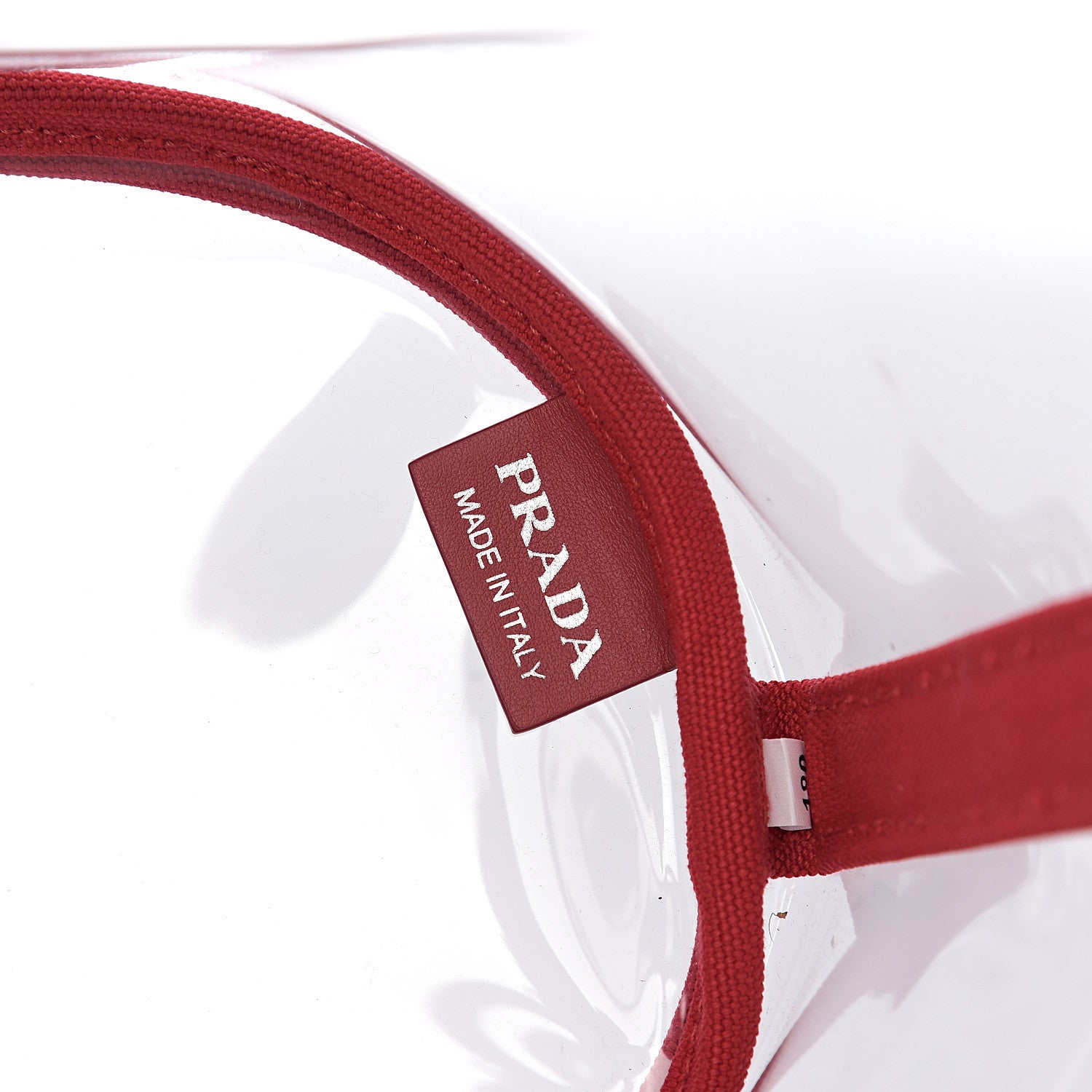 Prada Plexiglass Canapa Small Shopper Tote Rosso 6 of 10