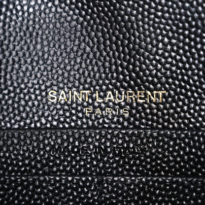 Saint Laurent Grain De Poudre Matelasse Chevron Monogram Envelope Chain Wallet Black 6 of 11