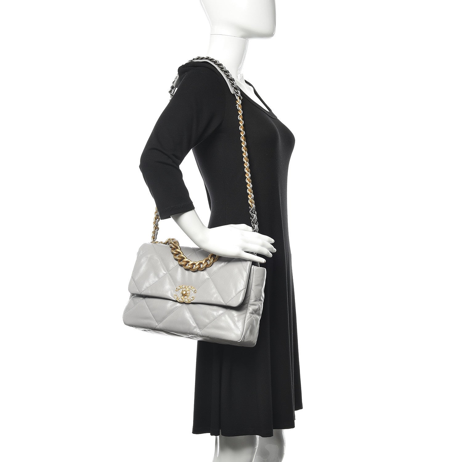 Chanel Goatskin Quilted Large 19 Flap Grey 2 of 11