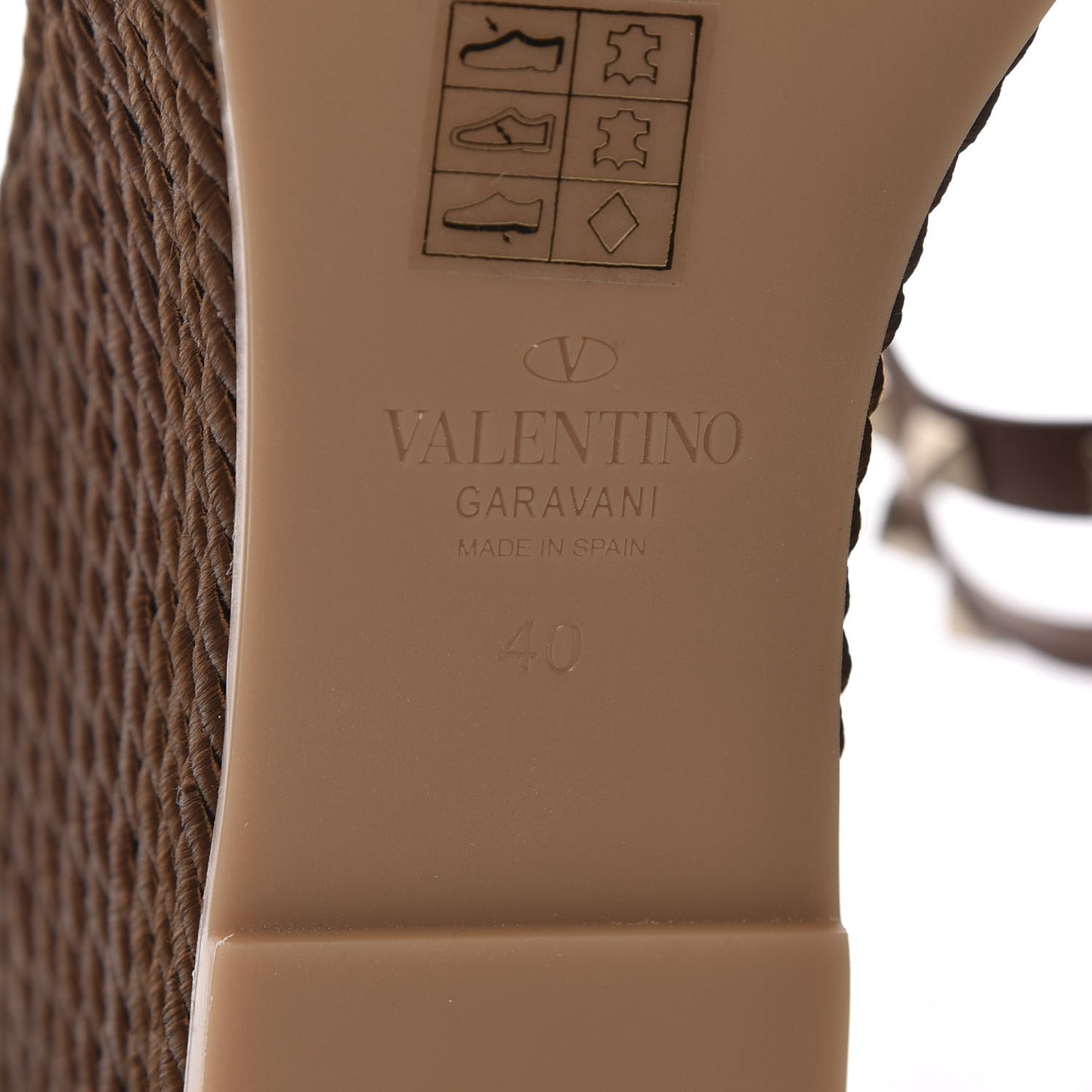 Calfskin Rockstud Torchon Espadrille 25/115mm Wedge Sandals 40 Cuoio