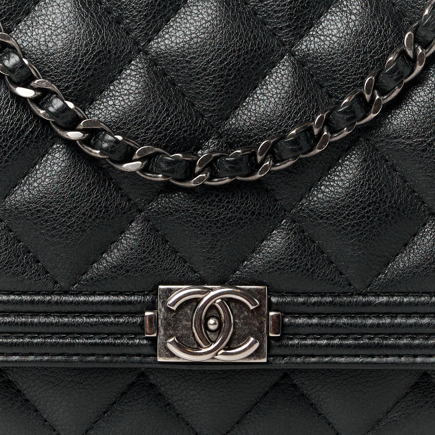 Chanel Calfskin Quilted Boy Wallet On Chain WOC Black 9 of 12