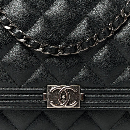 Chanel Calfskin Quilted Boy Wallet On Chain WOC Black 9 of 12