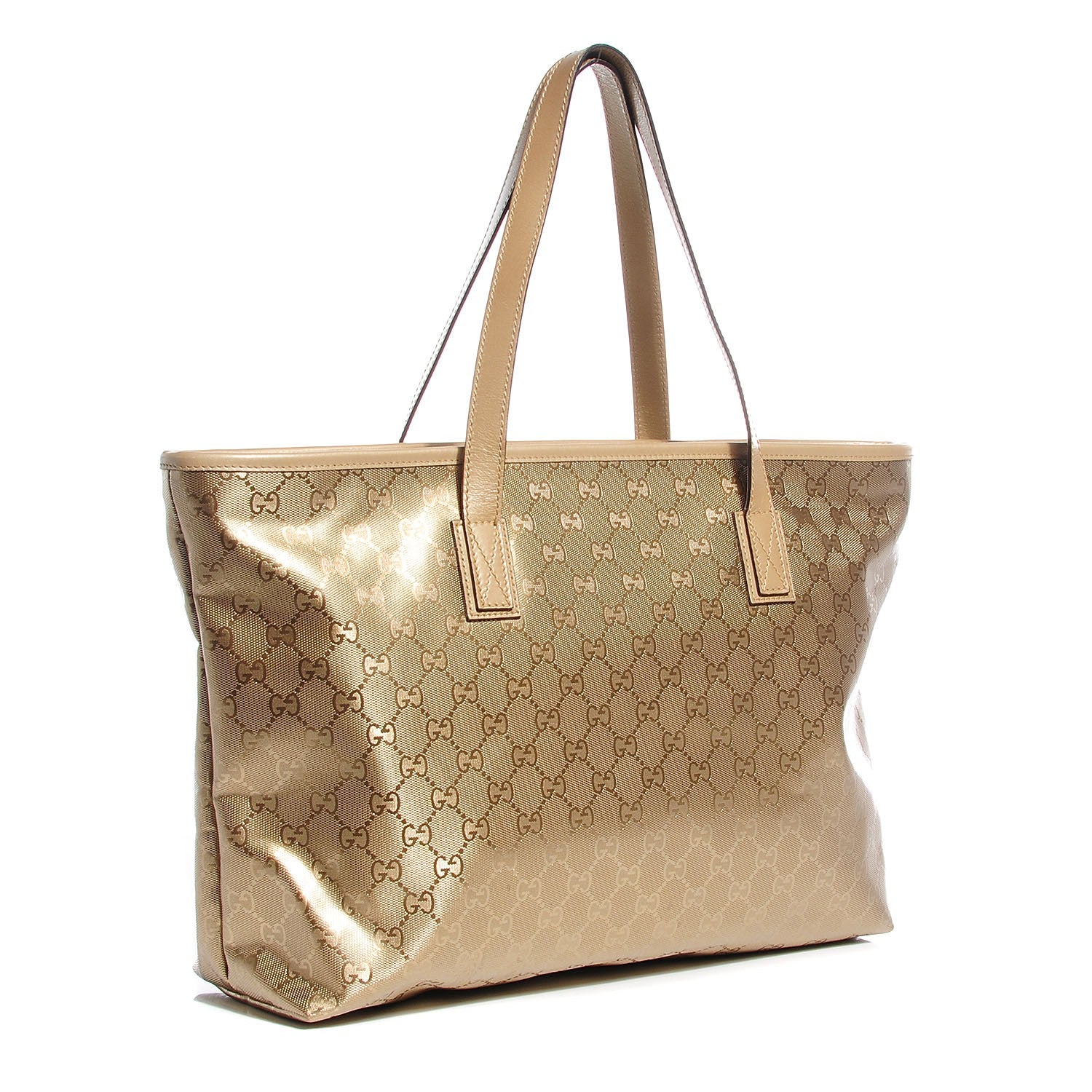 Gucci Imprime Monogram Medium Zippered Shopping Tote Champagne 3 of 8