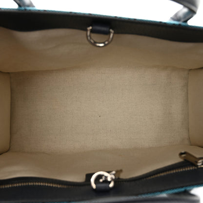 Gucci Monogram Multicolor Textured Dollar Calfskin Small Retro Interlocking G Tote Bag Light Blue 6 of 9