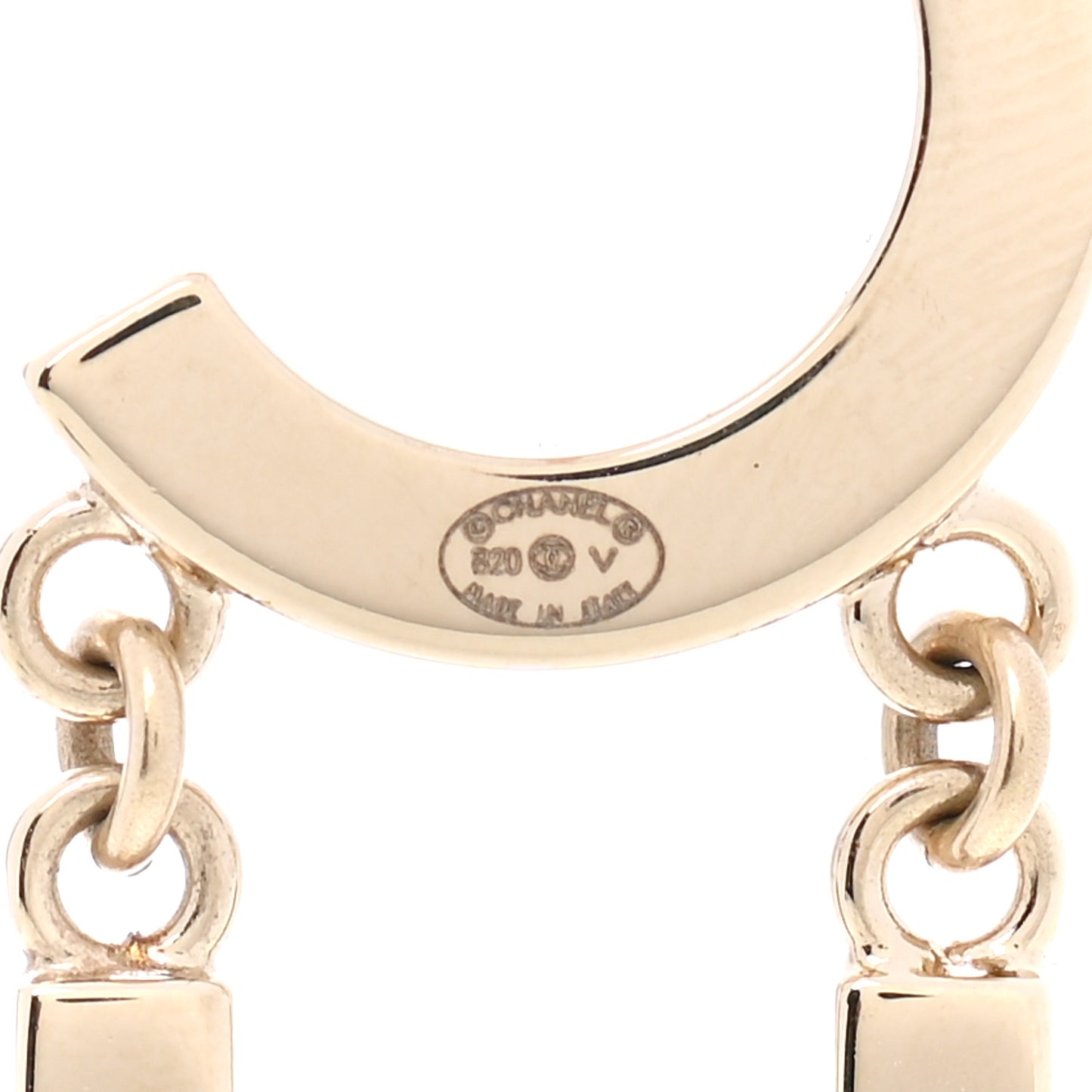 Metal Cha-Nel Logo Drop Earrings Gold