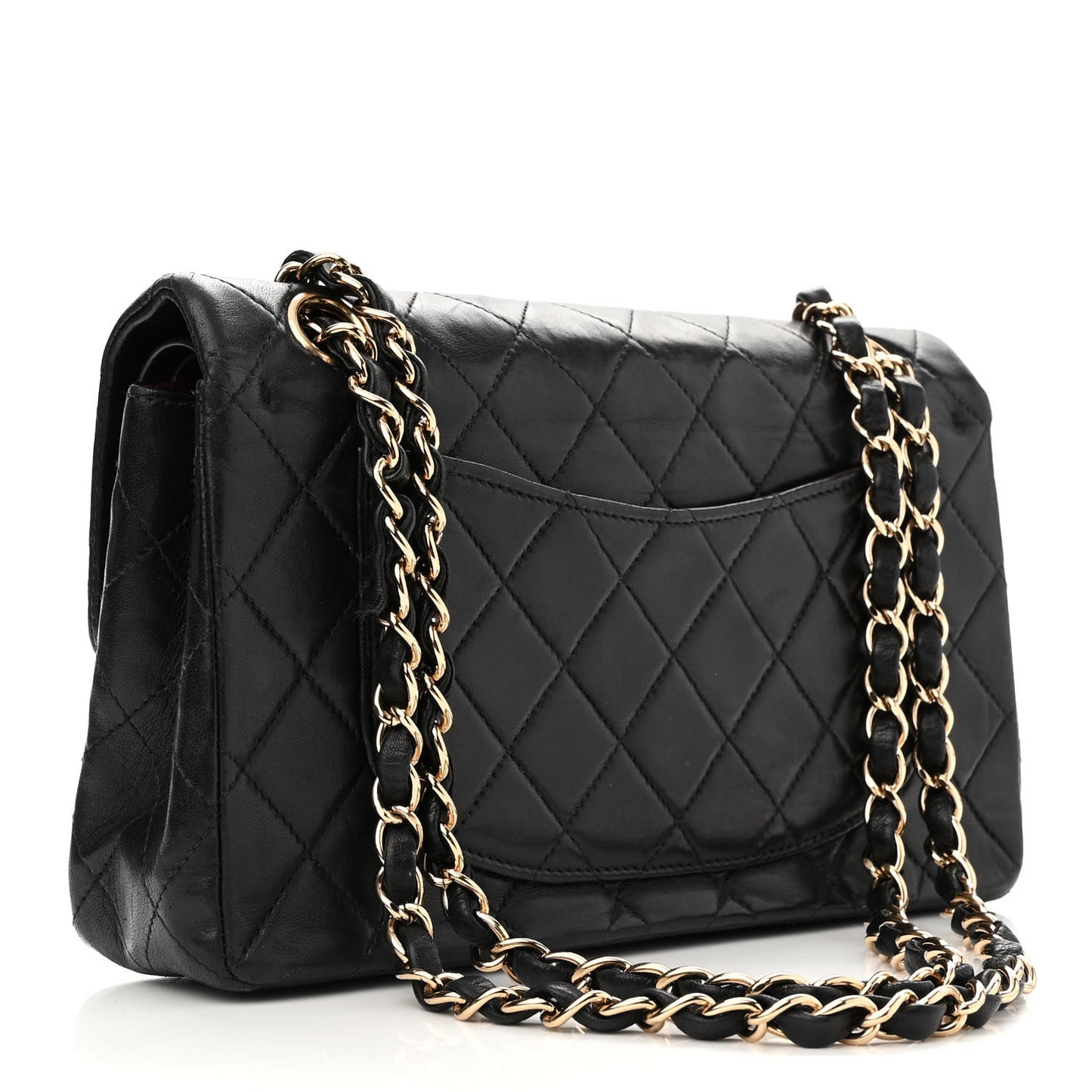 Lambskin Quilted Small Double Flap Black