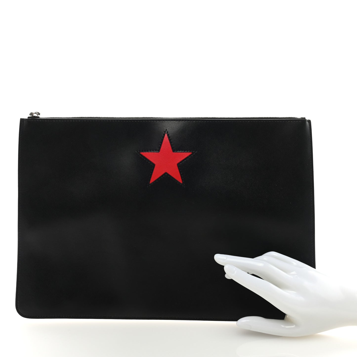 Smooth Calfskin Star Small Zip Pouch Black Red
