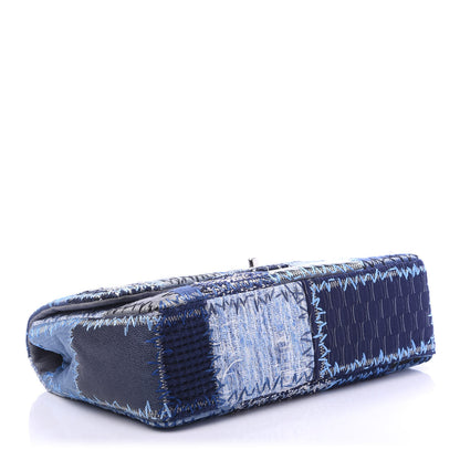 Chanel Denim Tweed Patchwork Jumbo Single Flap Blue 3 of 9