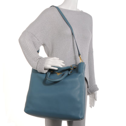 Prada Vitello Daino Shopping Tote Marine 2 of 10