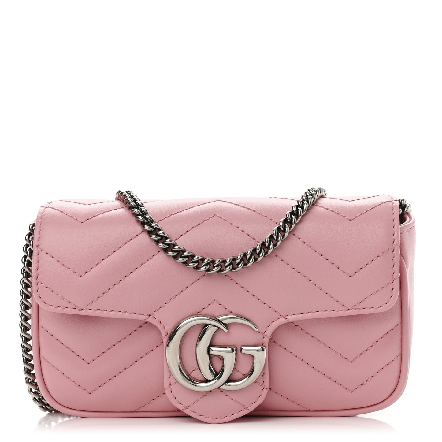 Calfskin Matelasse Super Mini GG Marmont Shoulder Bag Wild Rose